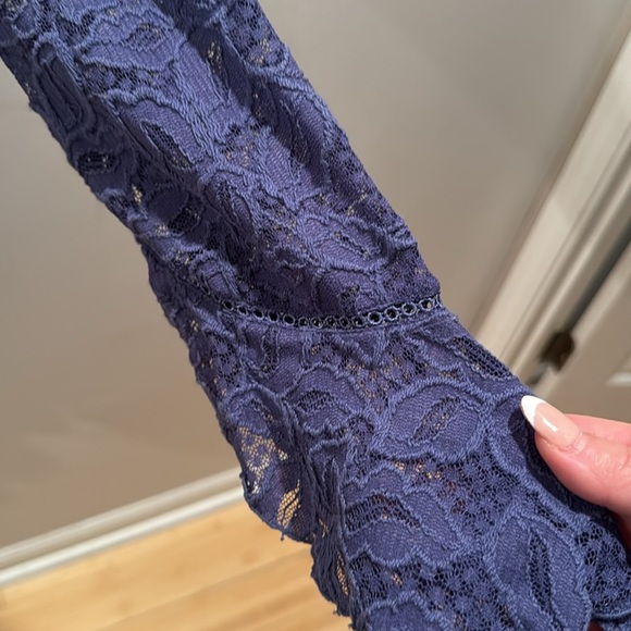 Free People Blue Lace Mini Dress Large - Picture 3 of 8